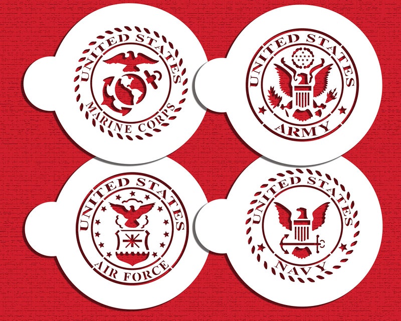 Designer Stencils Military Seals Baking Stencils | Royal Icing & Airbrush Cookies | US Army Navy & Air Force Templates | C1009 by Designer Stencils - Image 1